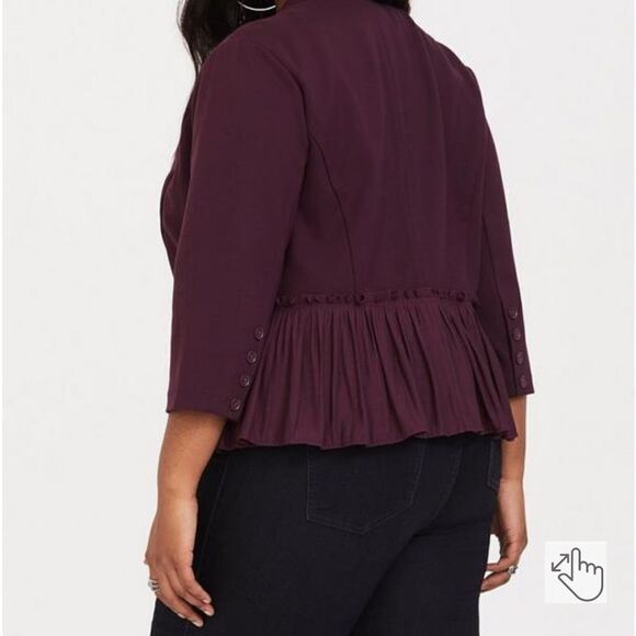 Torrid Purple Ponte Mixed Fabric Ruffle Peplum Blazer Jacket Contemporary - Picture 2 of 15